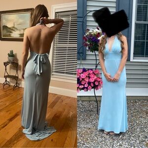 Elegant Light Blue Halter Maxi Dress